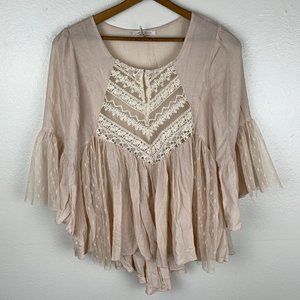 CIEL Sheer Embroidered Flowy Boho Top